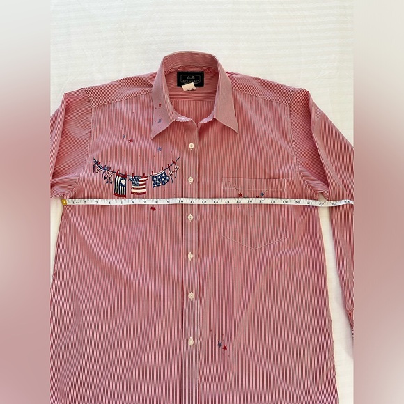 Vintage July 4th Theme Women’s Button Down Long Sleeves Shirt - Picture 9 of 14